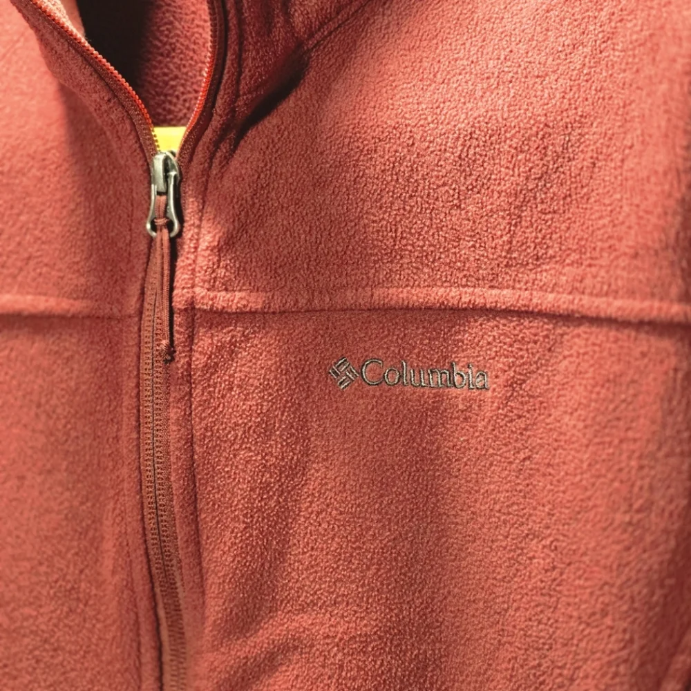 Columbia Women's Fleece Jacket Medium Red/Deep Orange Beautiful Color - Picture 3 of 5